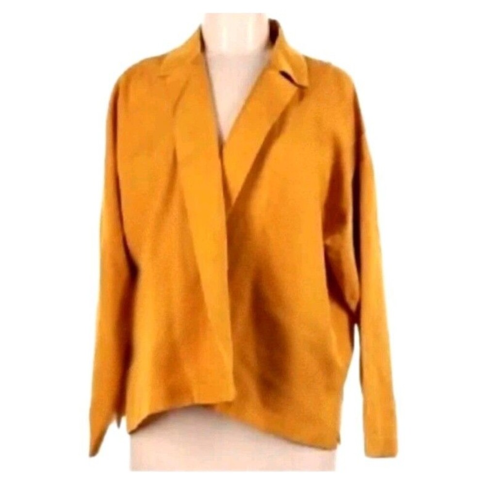 Eskandar 100% Silk Yellow Gold Oversized Boxy Blazer Open Neiman Marcus Size 1